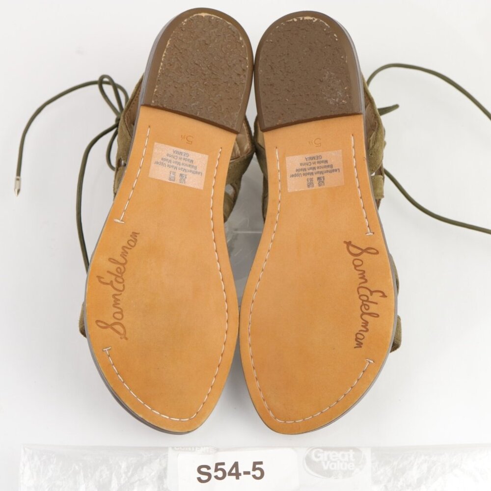Sam Edelman Womens Gemma Sandals Size 5.5 Olive Green Suede Lace Up Flat Shoes - Picture 9 of 12